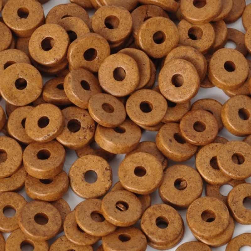 Ceramic Beads-6mm Round Disc-Brown Ochre