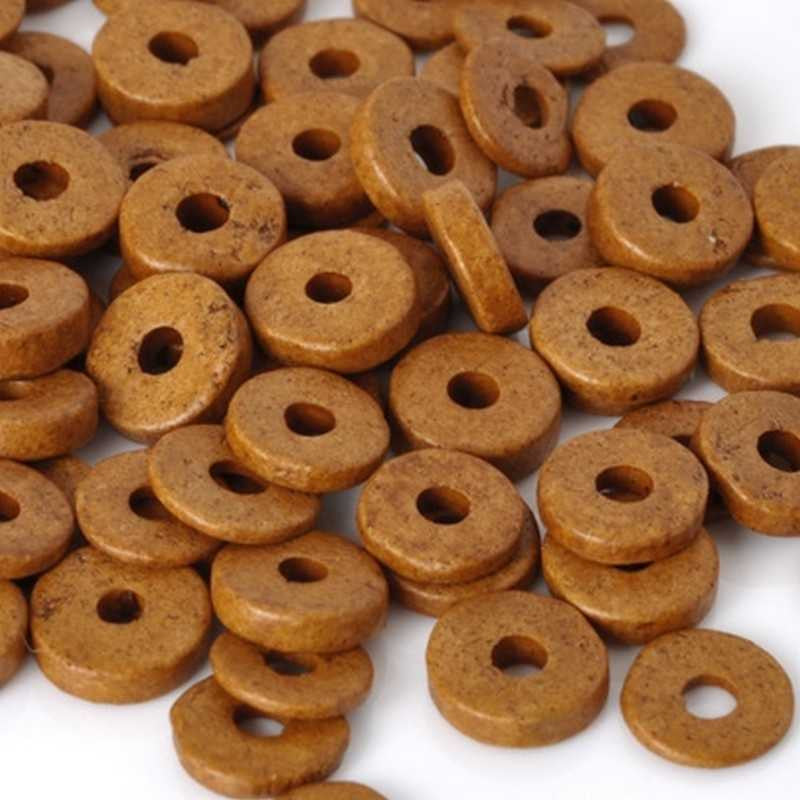 Ceramic Beads-6mm Round Disc-Brown Ochre