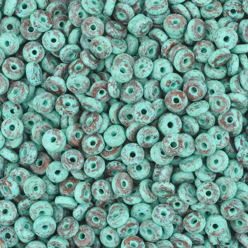 Ceramic Beads-6mm Round Disc-Green Patina