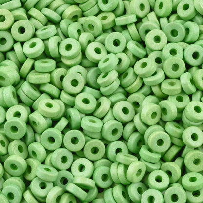 Ceramic Beads-6mm Round Disc-Lime Green