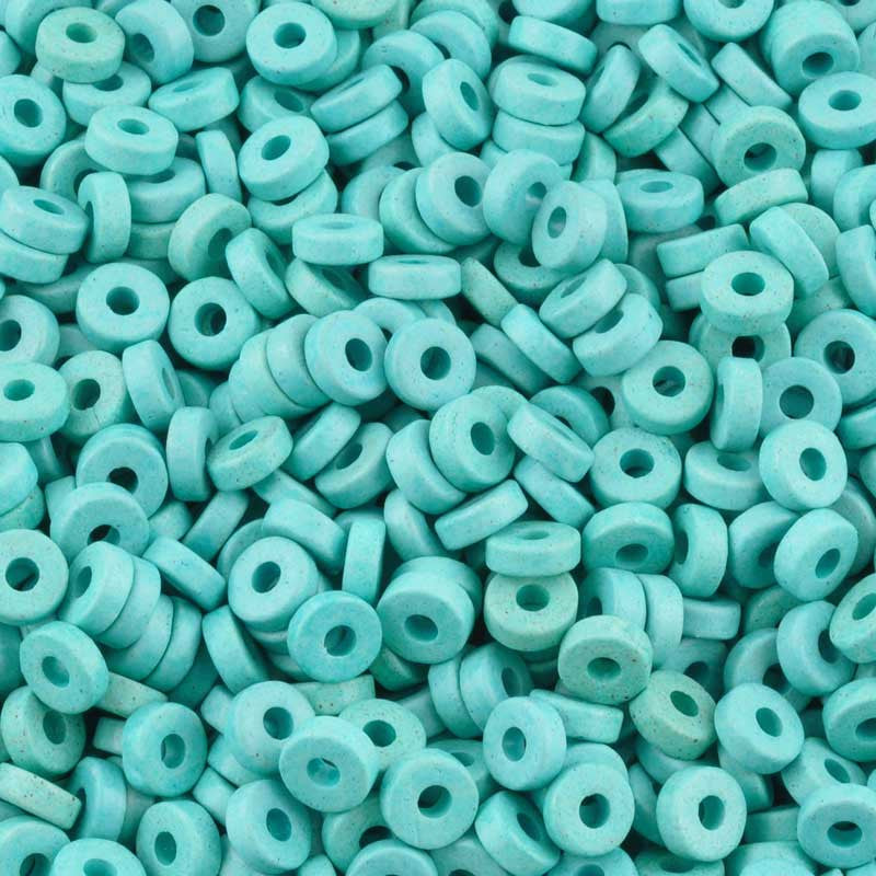 Ceramic Beads-6mm Round Disc-Turquoise