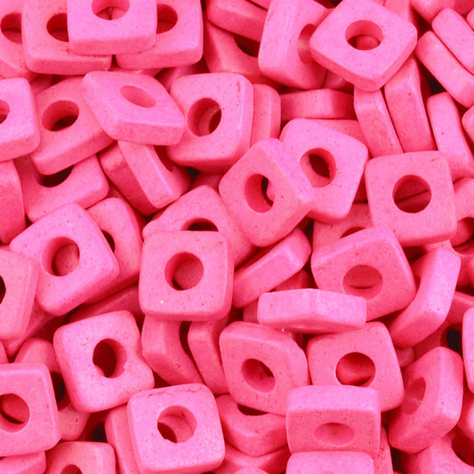 Ceramic Beads-6mm Square Disc-Fuchsia Rose