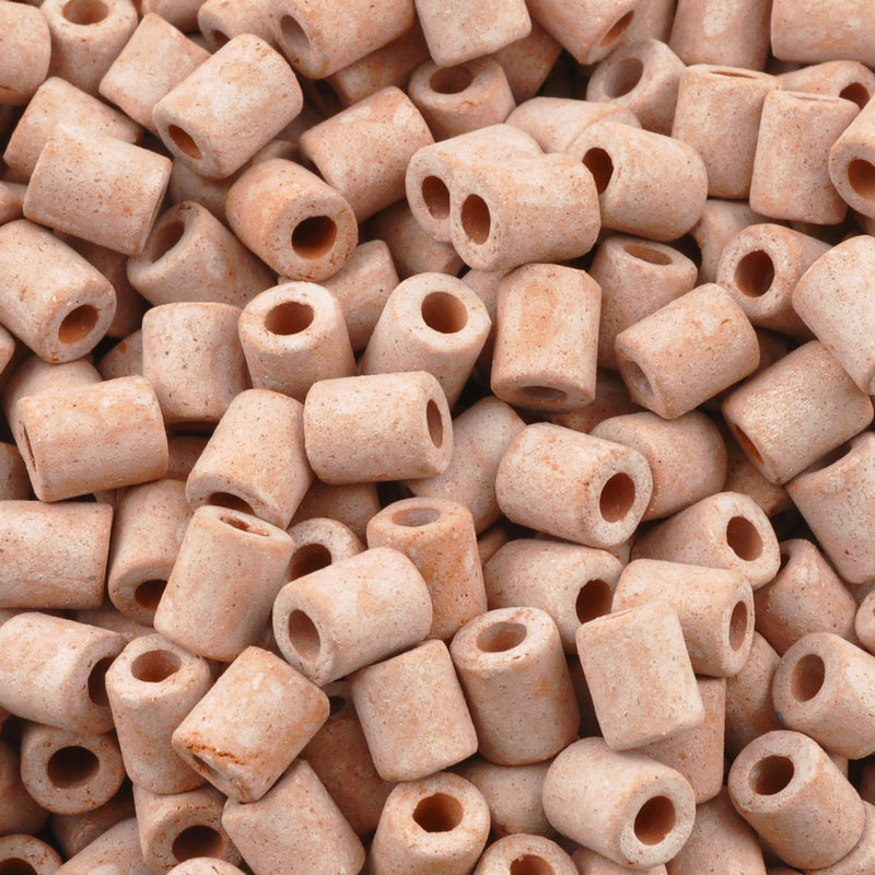 Ceramic Beads-6x5mm Tube-Terra Cotta-Quantity 25