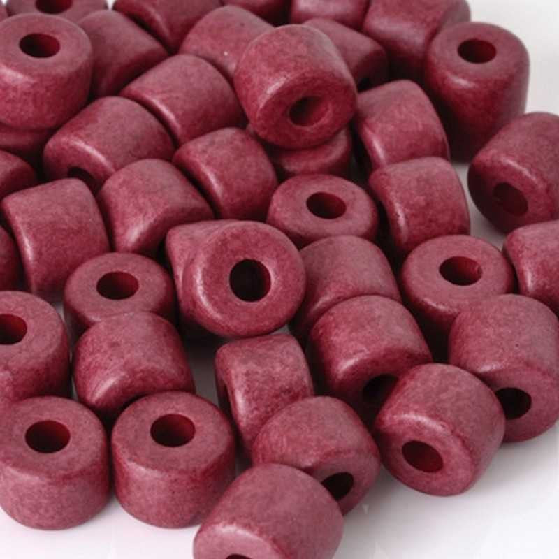 Ceramic Beads-6x8mm Tube-Bordeaux