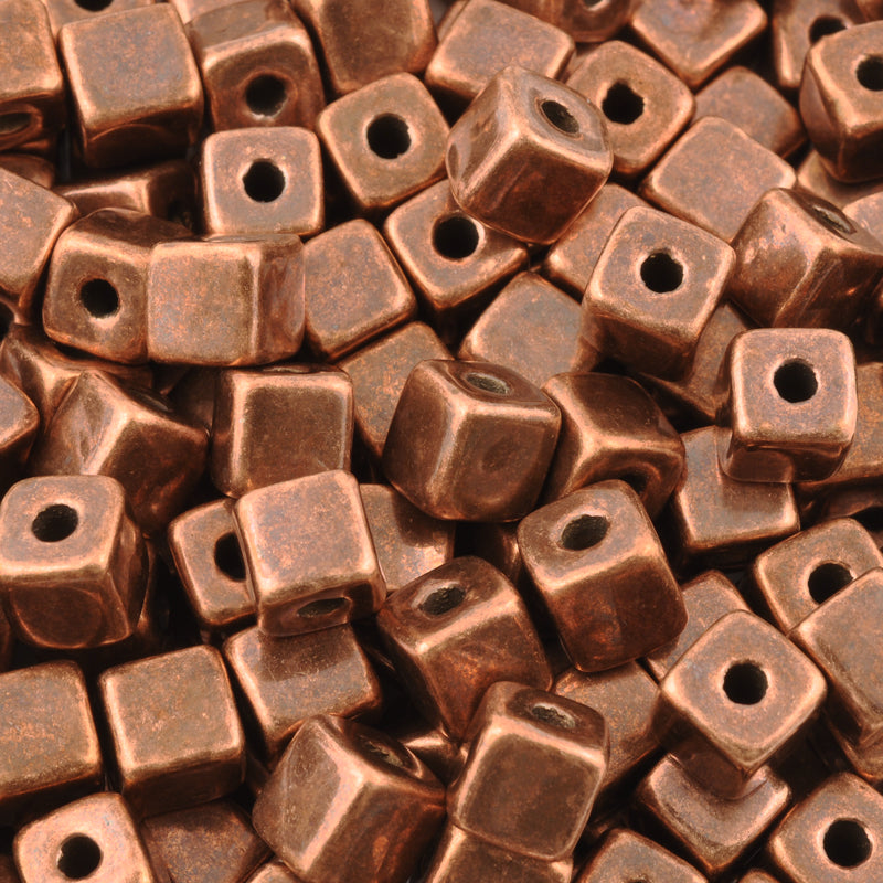 Ceramic Beads - 7mm Cube - Antique Copper - Tamara Scott Designs