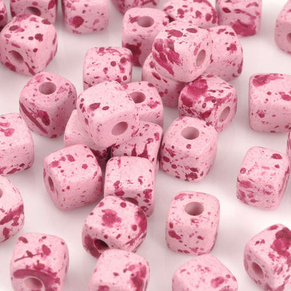 Ceramic Beads-7mm Cube-Bebe Smile