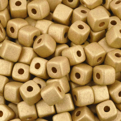 Ceramic Beads-7mm Cube-Earthy Metallic Gold