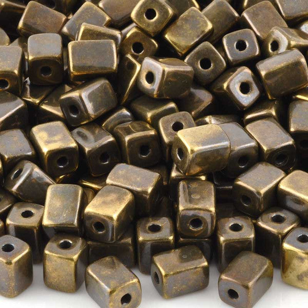 Ceramic Beads-8x5mm Rectangle Tube-Antique Bronze