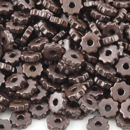 Ceramic Beads-9mm Ridged Disc-Antique Copper