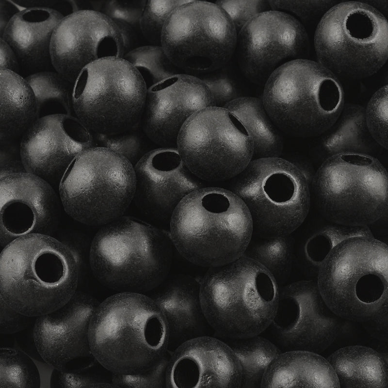 Ceramic Beads-9mm Round-Black-Quantity 5