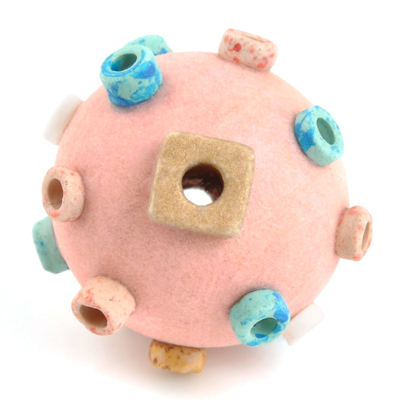 Ceramic Beads-Avante Garde Picasso-25mm Abstract Round-Pink + Colours-Quantity 1