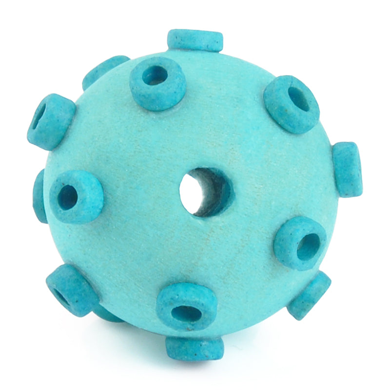 Ceramic Beads-Avante Garde Picasso-25mm Abstract Round-Turquoise-Quantity 1