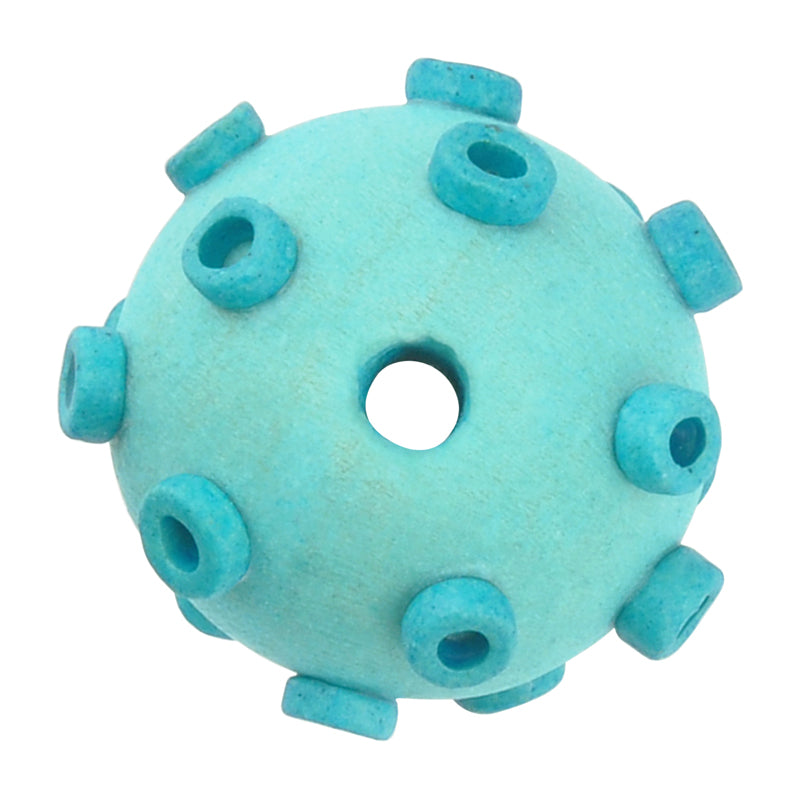 Ceramic Beads-Avante Garde Picasso-25mm Abstract Round-Turquoise-Quantity 1