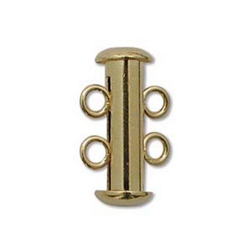 Clasp-16mm Two Ring Tube Clasp-Multi Strand-Gold-Quantity 1