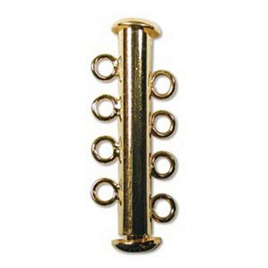 Clasp-26mm Four Ring Tube Clasp-Multi Strand-Gold-Quantity 1