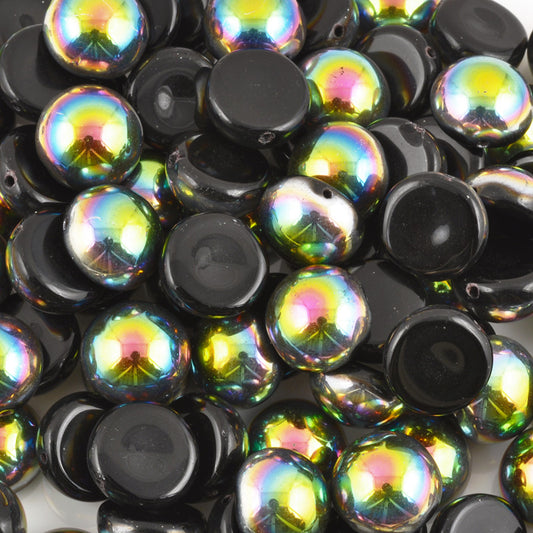 Czech Glass Beads-14x8mm Dome-Jet Vitrail