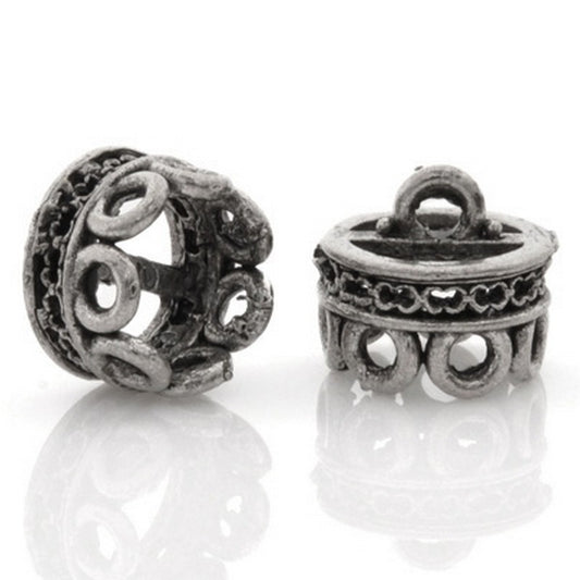 Findings-10x8mm Openwork Band Bead Cap-Antique Silver-Quantity 1