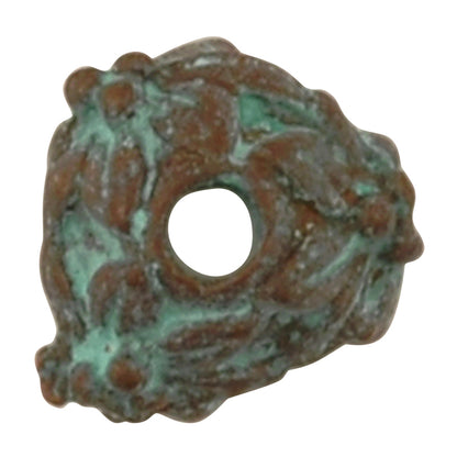 Findings-8mm Tiny Flower Bead Cap-Green Patina-Quantity 2