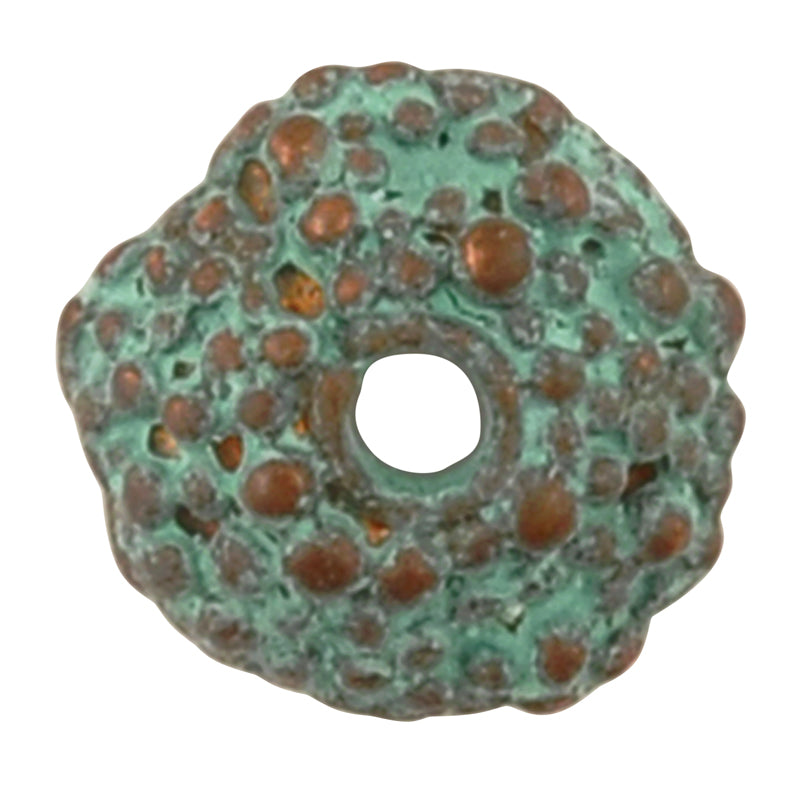 Findings-8mm Tiny Granular Bead Cap-Green Patina-Quantity 2