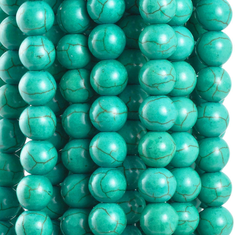 Gemstone-12mm Round Howlite-Green Turquoise