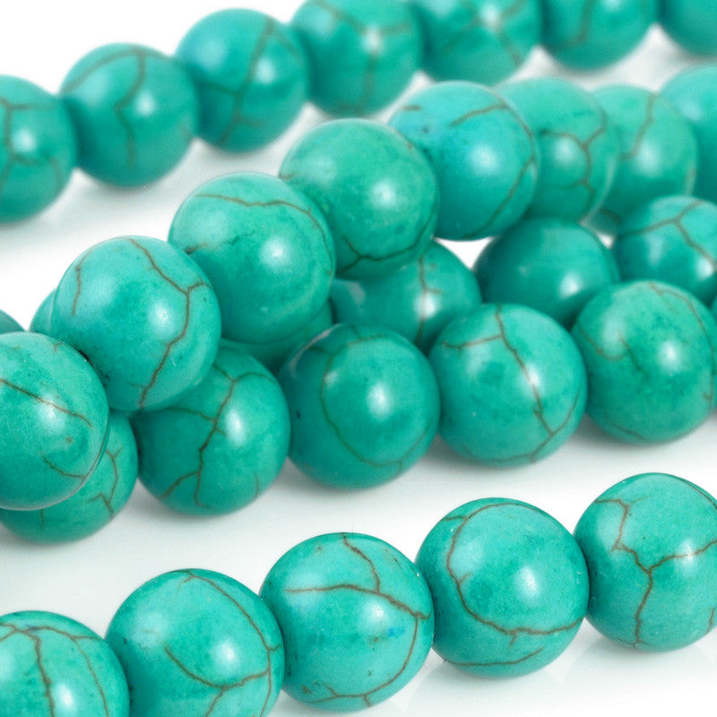 Gemstone-12mm Round Howlite-Green Turquoise