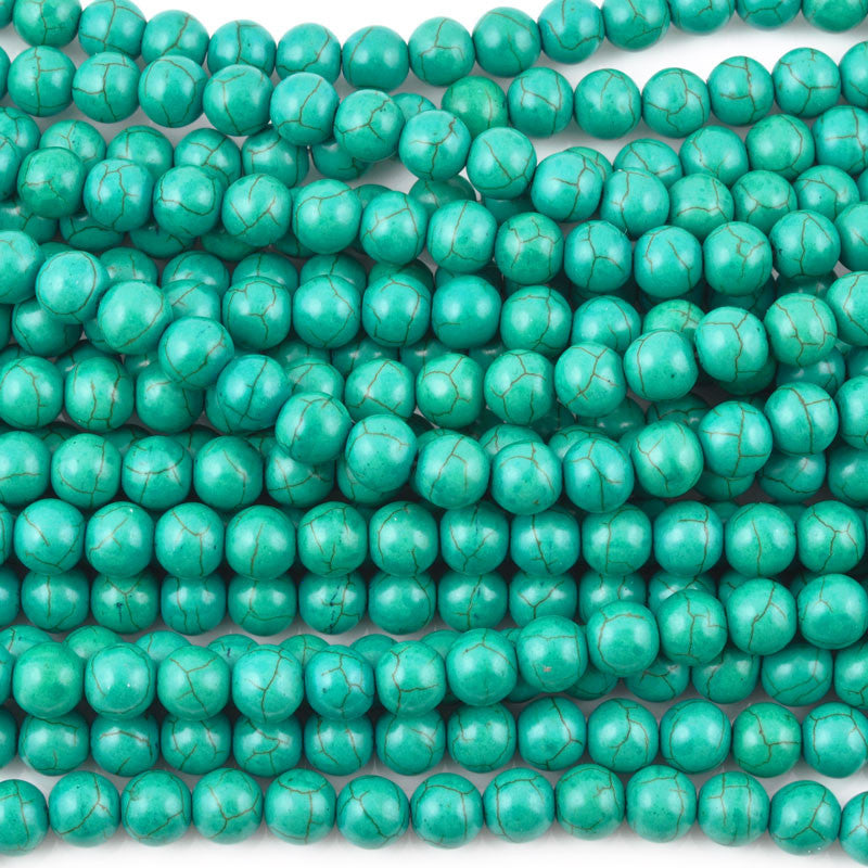 Gemstone-12mm Round Howlite-Green Turquoise