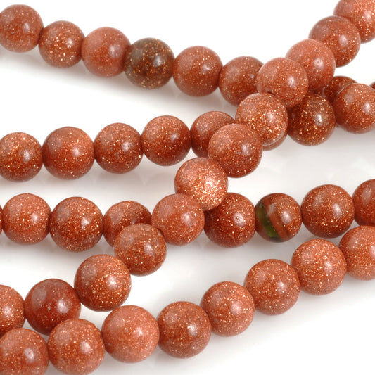 Gemstone-4mm Round Goldstone-14.5 Inch Strand-Quantity 1