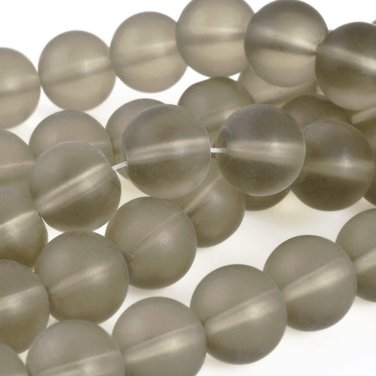 Gemstone Beads-12mm Frosted Smoky Topaz