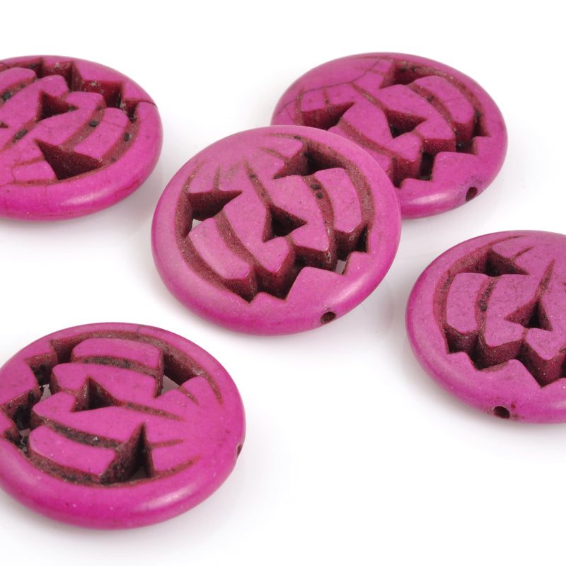 Gemstone Beads-25mm Flat Round Pumpkin Bead-Violet-Quantity 1