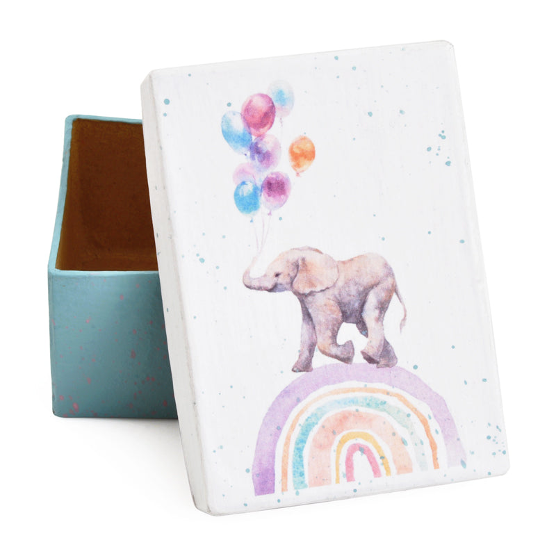 Gift Boxes-Baby Elephant and Balloons-Paper Mache-Rectangle-X-Small-Quantity 1