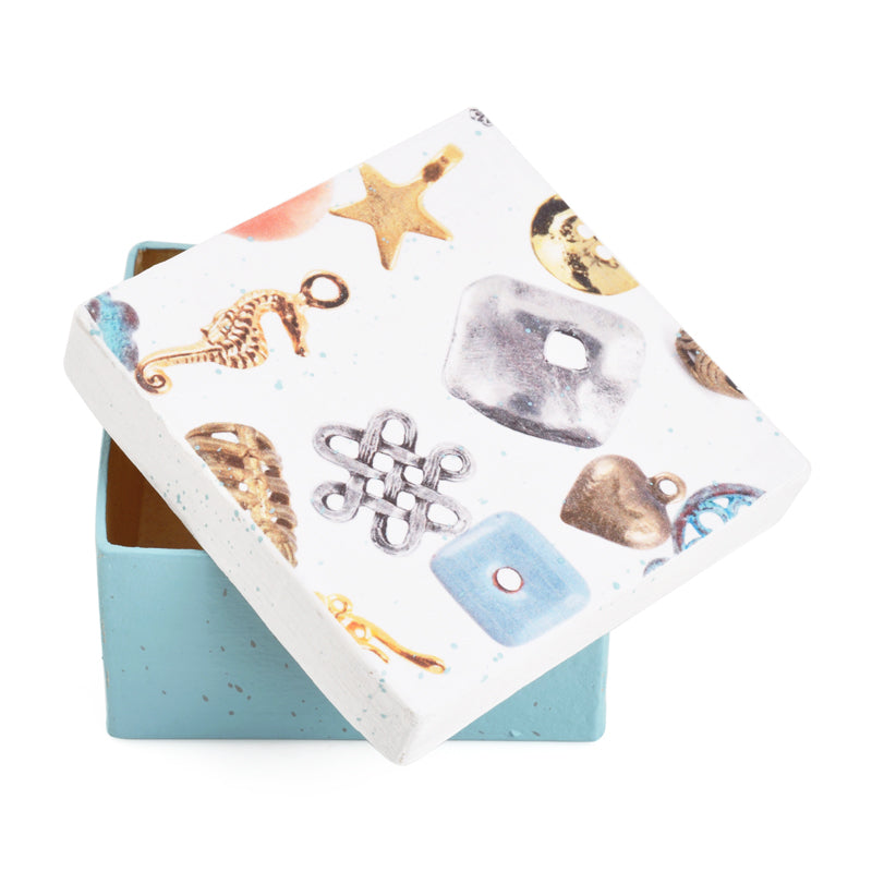 Gift Boxes-Beads, Charms, Connectors and Buttons-Paper Mache-Square-X-Small-Quantity 1