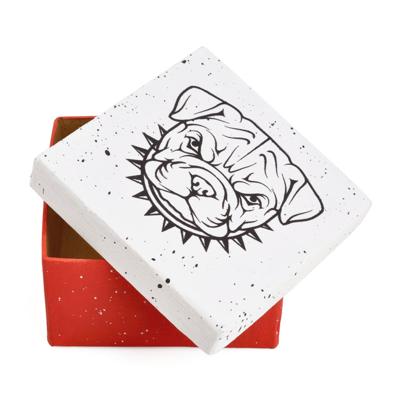 Gift Boxes-Bulldog-Paper Mache-Square-X-Small-Quantity 1