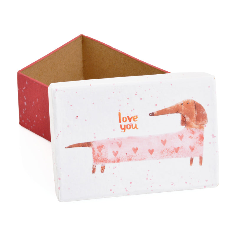 Gift Boxes-Dachshund in suit with hearts-Paper Mache-Rectangle-X-Small-Quantity 1 Tamara Scott Designs