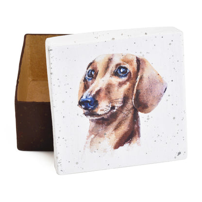 Gift Boxes-Dachshund Portrait-Paper Mache-Square-X-Small-Quantity 1