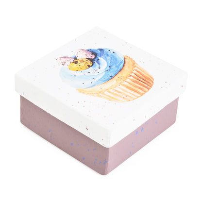 Gift Boxes-Easter Cupcake Blue Icing-Paper Mache-Square-X-Small-Quantity 1