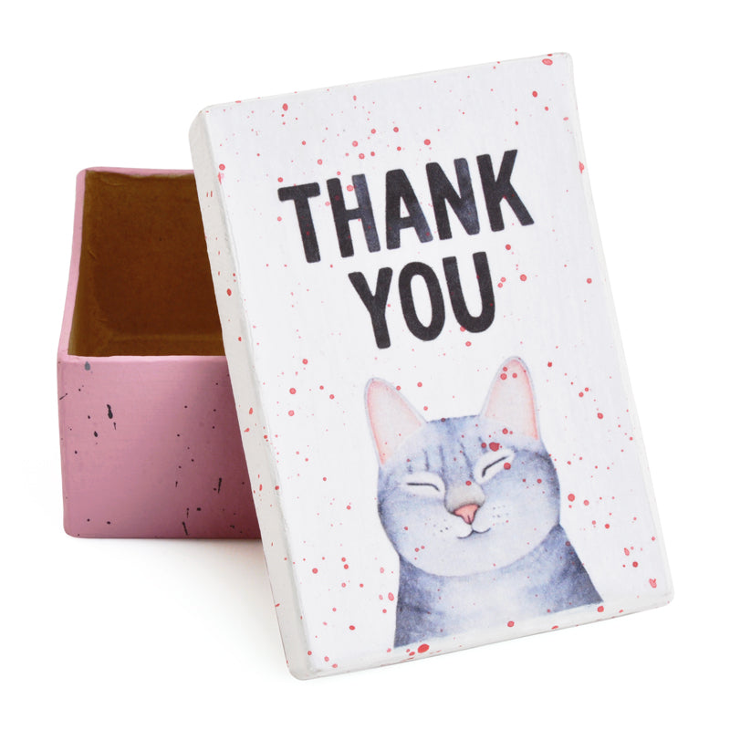 Gift Boxes-Thank you Cat-Paper Mache-Rectangle-X-Small-Quantity 1