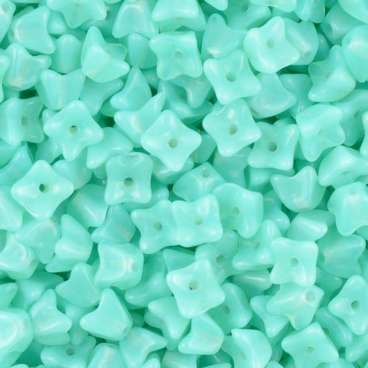 Glass-5mm Flower Cap Bead-Milky Turquoise-Czech-Quantity 20