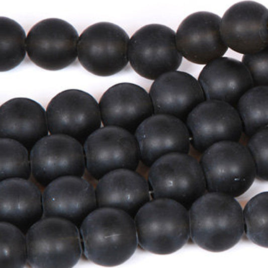 Glass-5x8mm Matte Black Rondelle Bead-Sea Glass