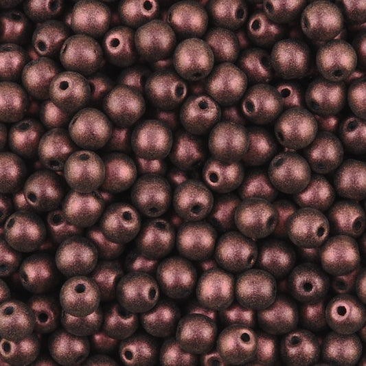 Glass Beads-4mm Round-Chameleon Burgundy-Czech-Quantity 50 Loose