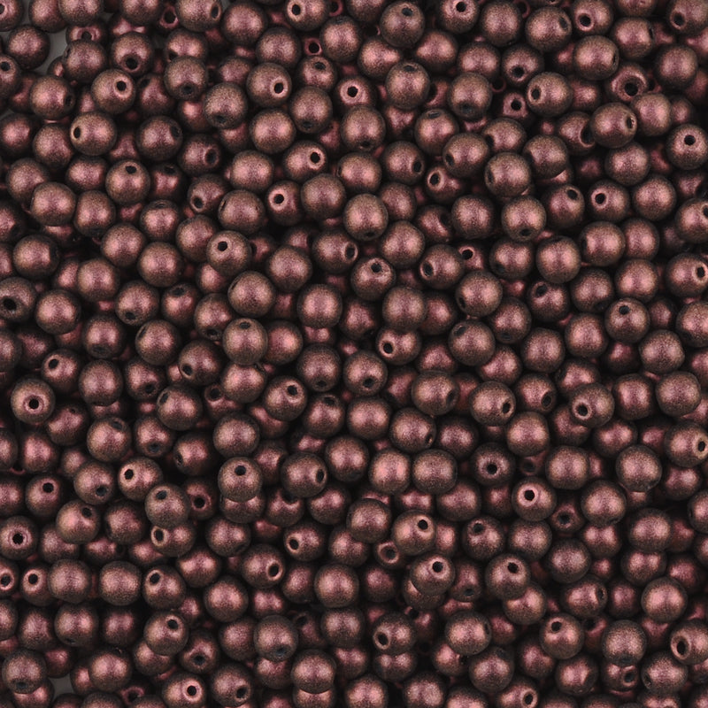 Glass Beads-4mm Round-Chameleon Burgundy-Czech-Quantity 50 Loose