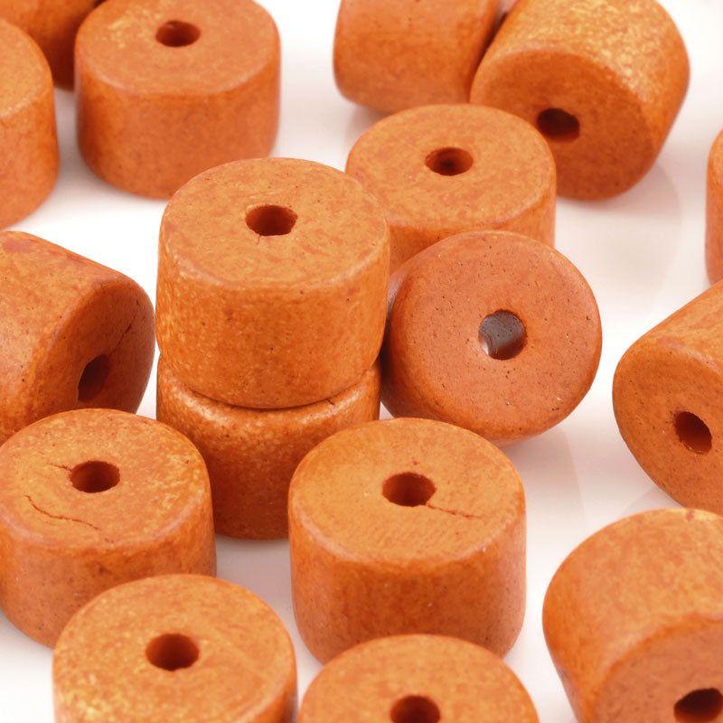 Ceramic Beads-10x13mm Round Tube-Tangerine