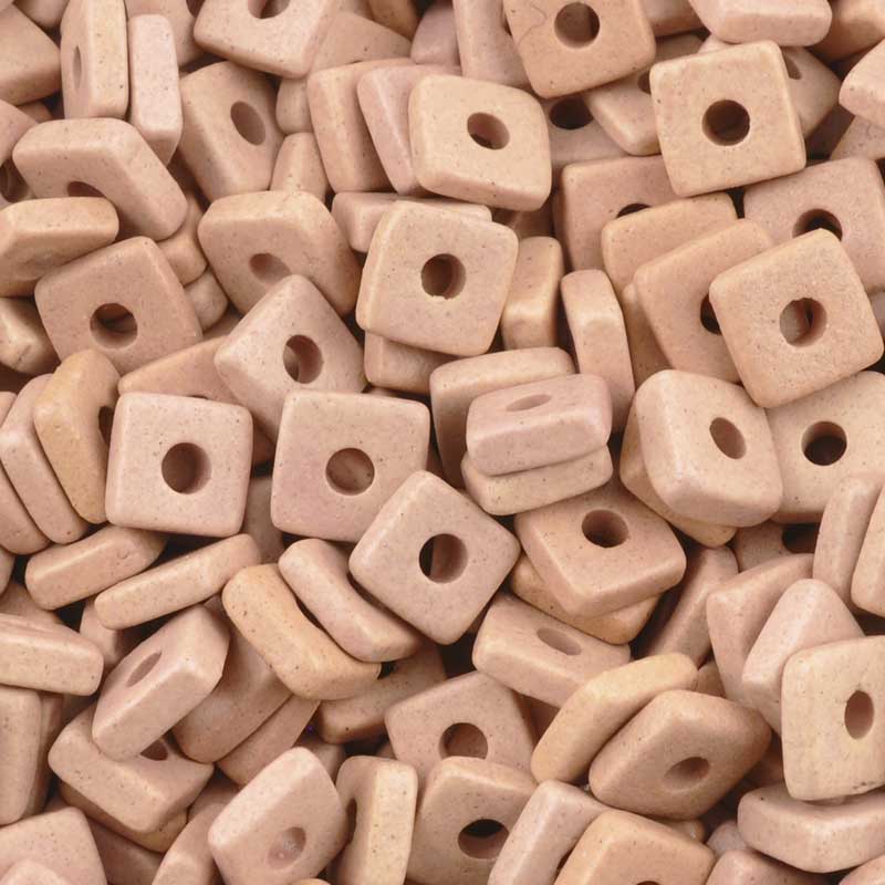 Ceramic Beads Wholesale-6mm Square Disc-Sienna Pink-Quantity 200