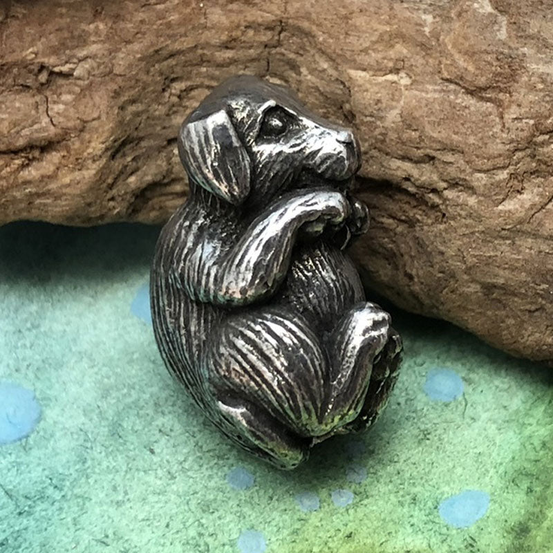 Green Girl Studios-20x13mm Pewter Beads-Hugging Puppy-Antique Pewter