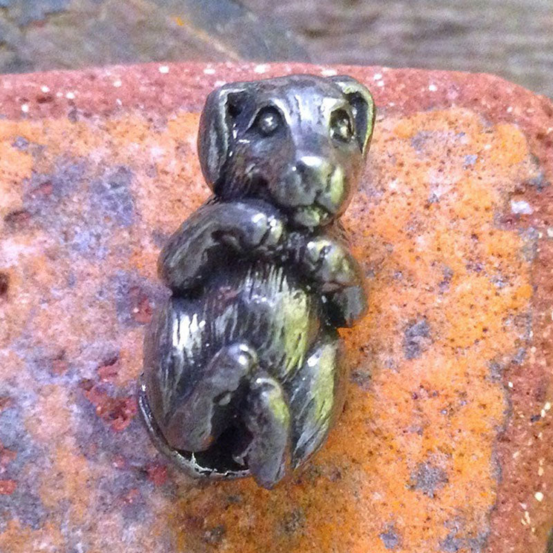 Green Girl Studios-20x13mm Pewter Beads-Hugging Puppy-Antique Pewter