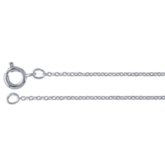 Jewelry Chain-1.2mm Brass Flat Cable Chain Silver with Spring Ring Clasp-18 Inches