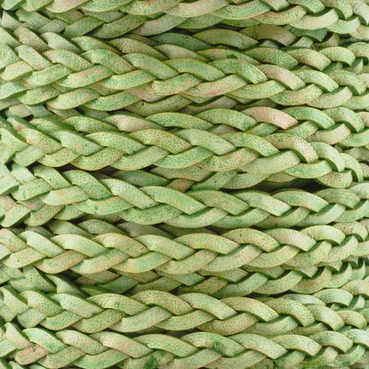 Leather Cord-5mm Flat Braid-Natural Green