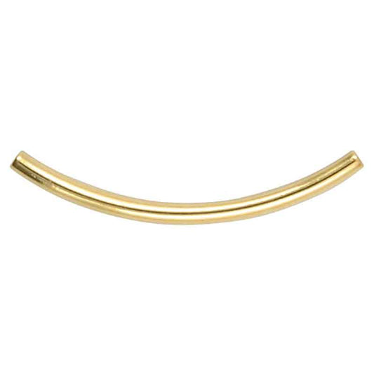 Metal Beads-20x1.2mm Curved Tube-Gold Plate