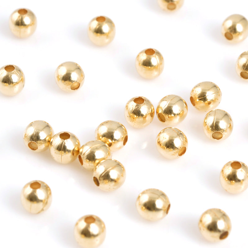 Metal Beads-4mm Round Hollow-Brass Plated-Quantity 20