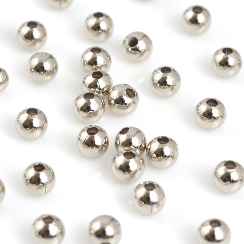 Metal Beads-4mm Round Hollow-Nickel Plated-Quantity 20