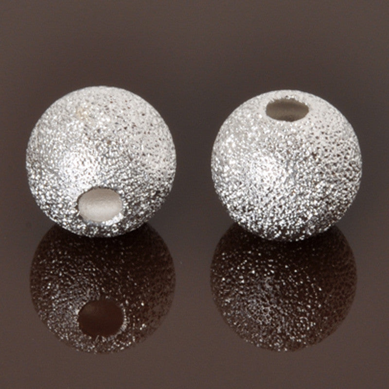 Metal-Round Stardust Bead-Silver